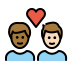 couple with heart, man, man, medium-dark skin tone, light skin tone